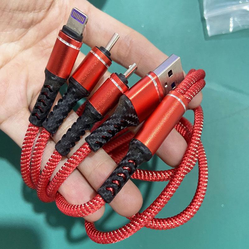 3-in-1 Fast Charge Nylon Braided Data Cable (3A)