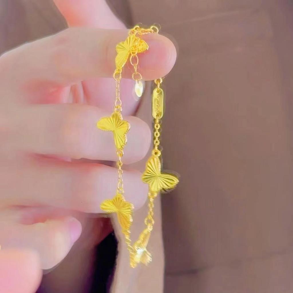 24K Gold Plated Flashing Laser Butterfly Bangle: Elegant, Fashionable, and Versatile Women's Bracelet