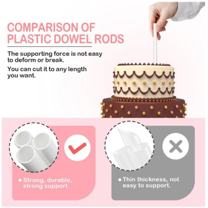White Plastic Floating Cake Support Dowels for Layered Structures