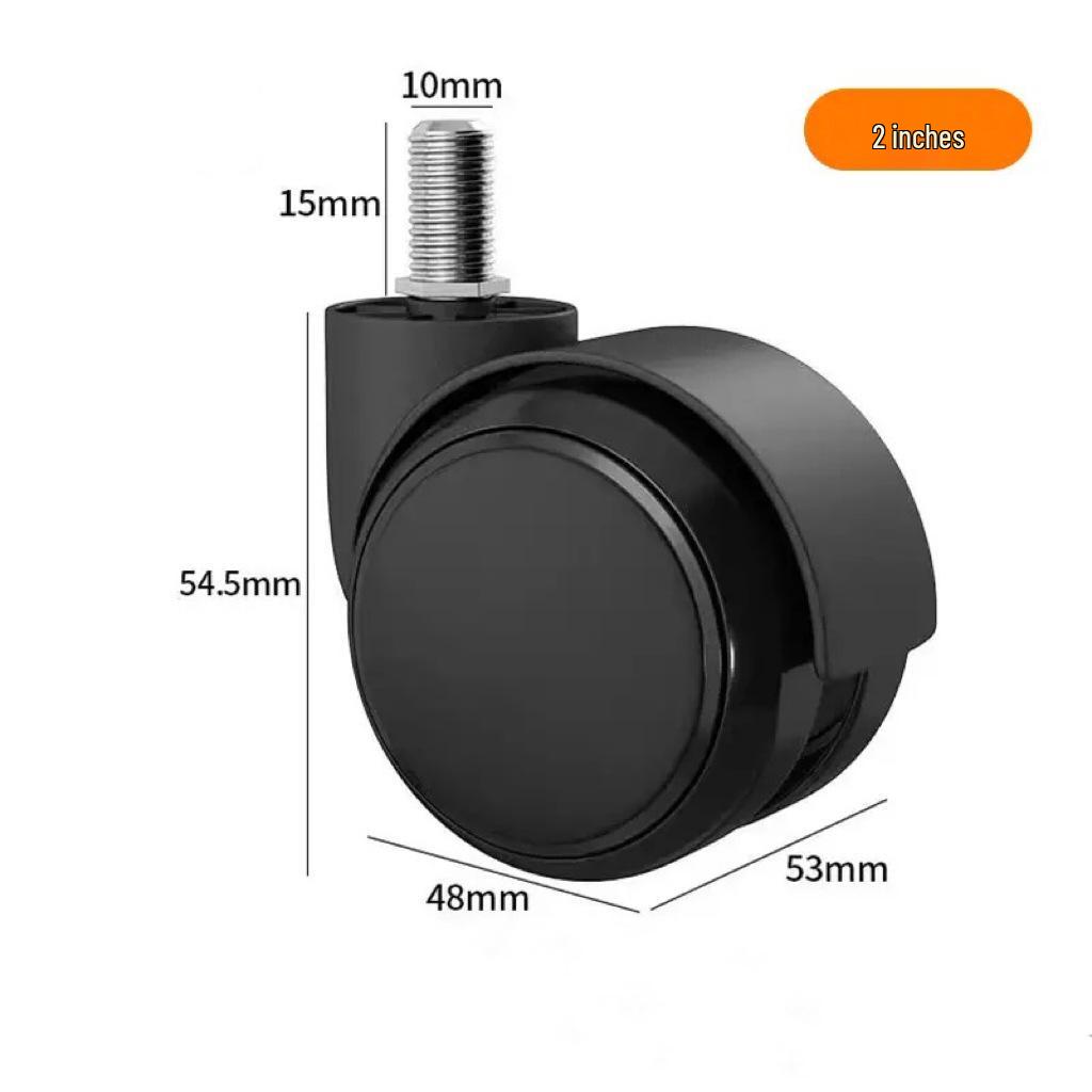 2-Inch Silent PU Office Chair Casters for Executive and Boss Chairs - Thickened Swivel with Circlip Universal Design
