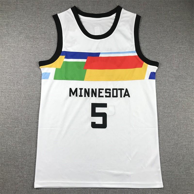 Mens Minnesota Timberwolves 5 Anthony Edwards Embroidered Basketball Jersey Cotton Blend Performance Sportswear