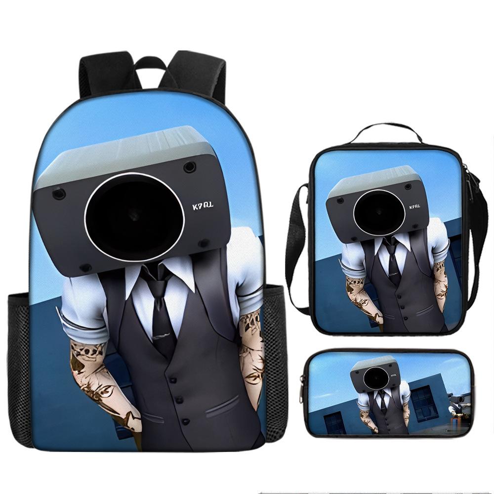 Zaino Spoof Skibidi Toilet Man Zaino Scuola Elementare Borsa Astuccio