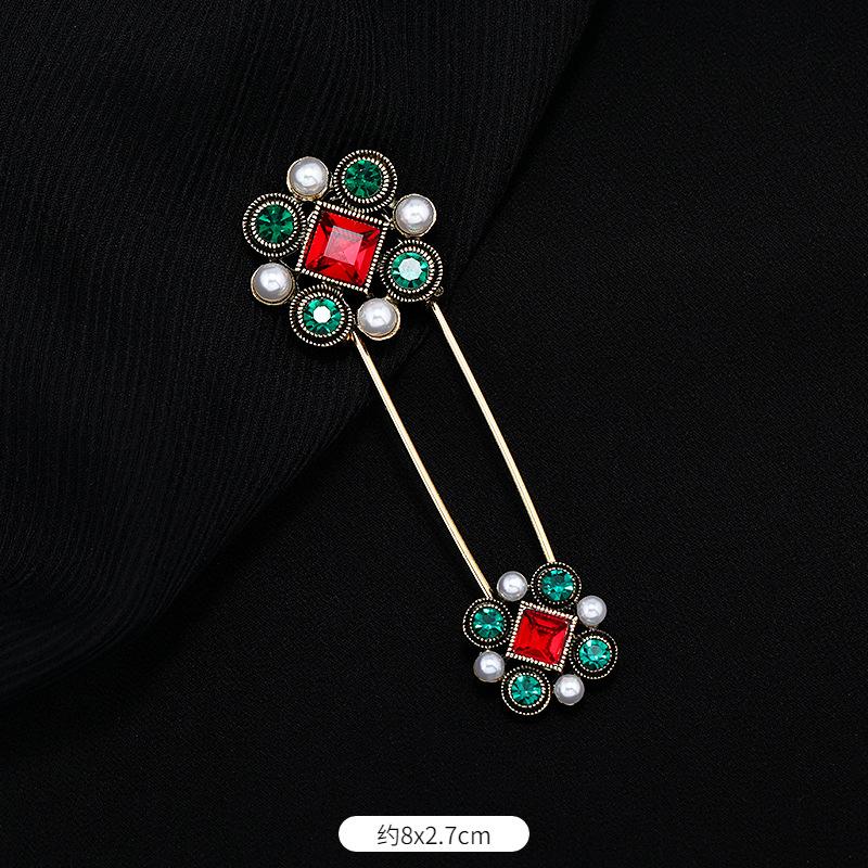 

Fulok court style pin women s high-end colored treasure crystal brooch scarf shawl buckle corsage accessories