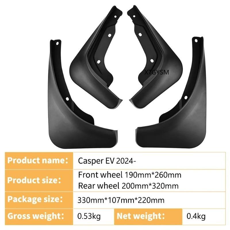 Car Mud Flaps Splash Guards For Hyundai CASPER EV 2024-2026 Exterior Accessories Set Of 4 Black Tire Fender Protectors