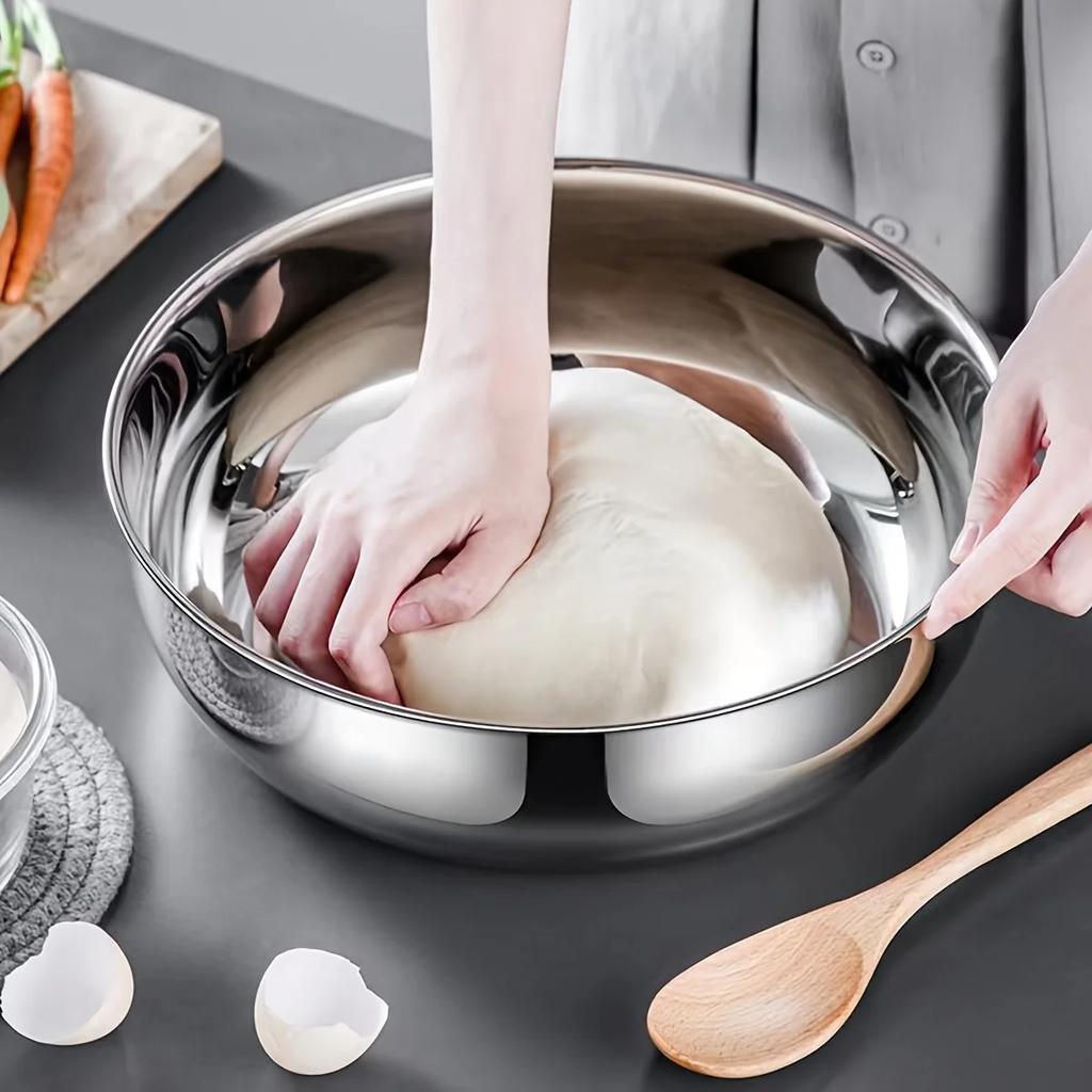 Stainless Steel Large Capacity Bowl for Kneading Dough, Washing Veggies, Cooking Hot Pot & Soup, Stirring Salads, Easy To Clean