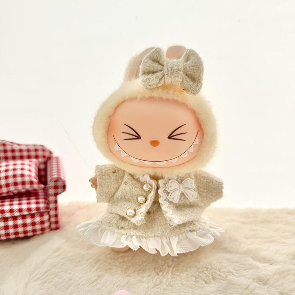 For Labubu 15/17cm Doll Stylish Overalls Clothes Set Pendant Cute Clothes with Fragrant Style For V1/V2 Labubu
