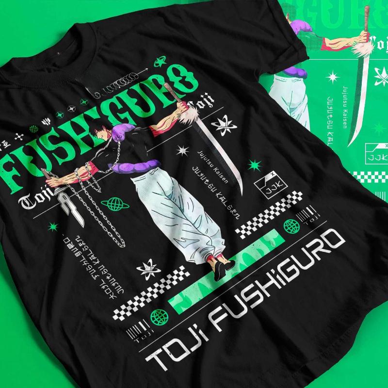 American Jujutsu Kaisen Fushiguro Toji T-Shirt Men's T-Shirt Summer New Vintage Fashion Men's and Women's Streetwear