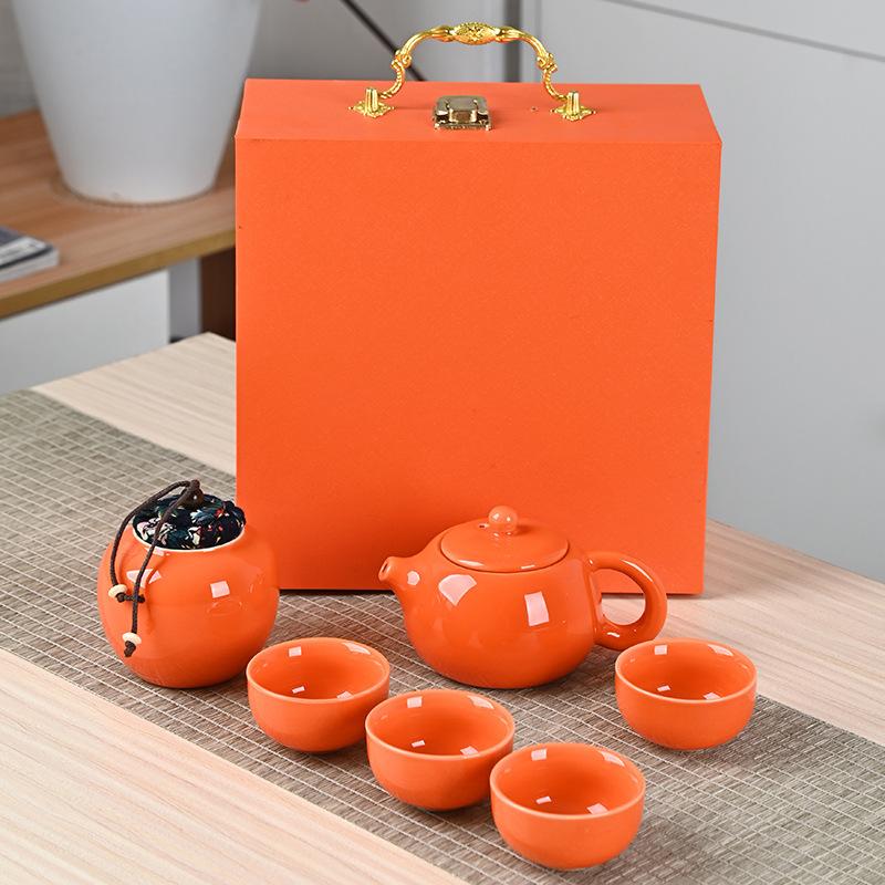 

Чайный сервиз Динъяо, полный набор, включая чайный поднос с подарочной коробкой, керамические подарки для кунг-фу, высококлассные случайные подарки