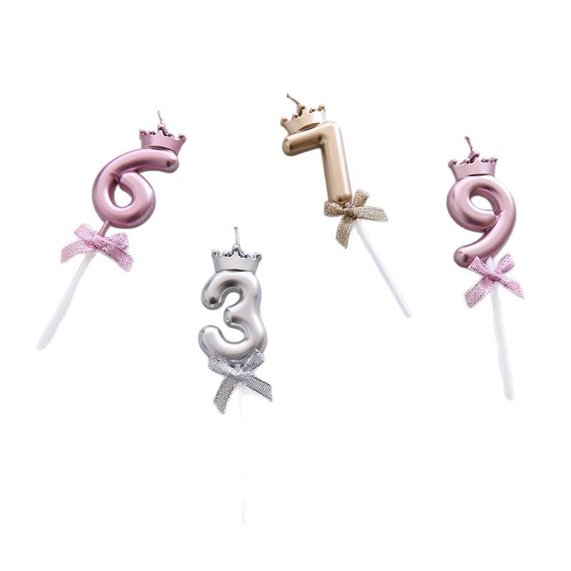 Cute Bowknot Dessert Cake Candle Decoration for Birthday Parties