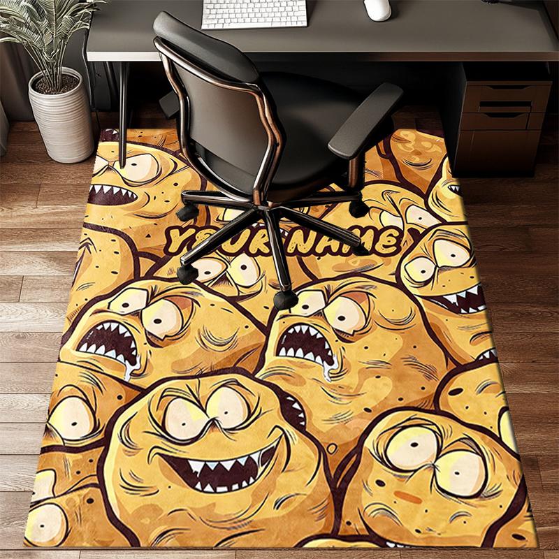 1PC Custom Name "Mad Potato Faces" Theme Floor Mat Ideal for Living Room, Game Rooms, Office, Bedroom, Floor Mat Playful Design