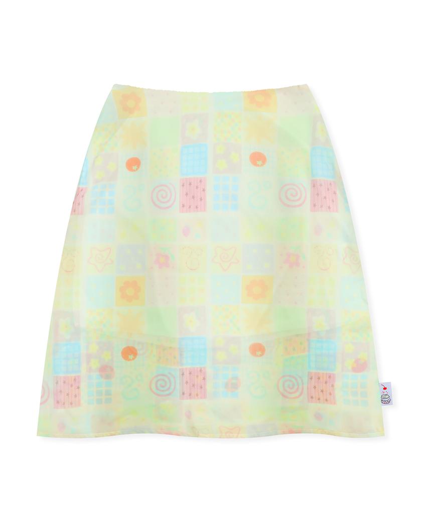 RuNaKi'Hu' Wxsk018 Natsu Omokage Chiffon Midi Skirt (Multi Check)