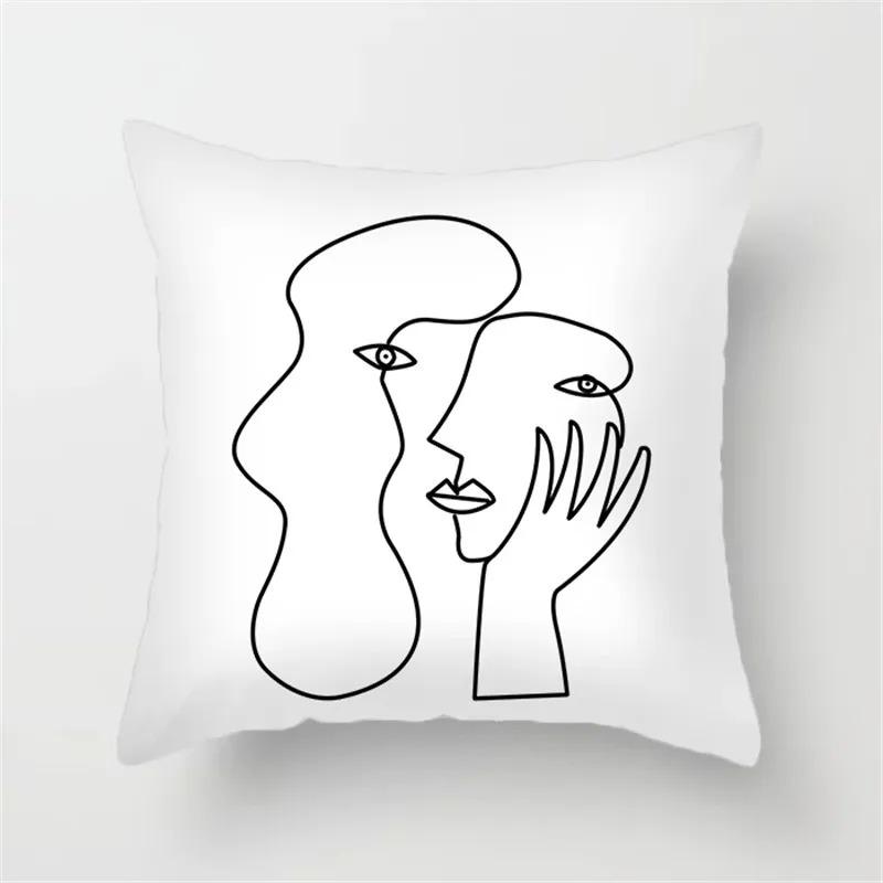 Black Line Decorative Pillowcase Living Room Office Ornaments Home Pillowcase