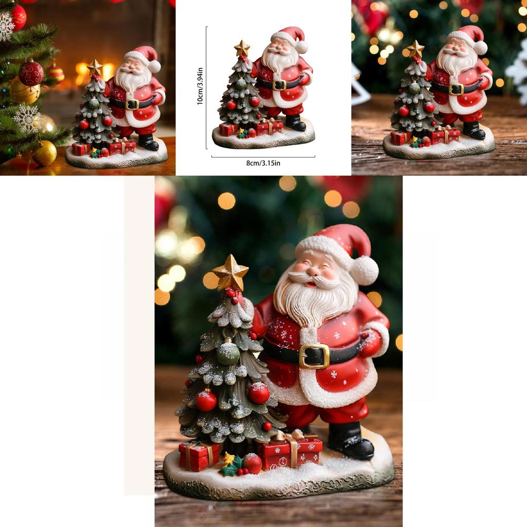 Figurina in Resina di Babbo Natale e Albero di Natale Decorazione per la Casa Regalo per le Festività di Halloween