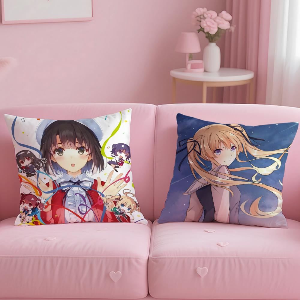 romance anime Saekano Cushion Cover Soft  EasyWash Pillow Case  Versatile for Couch Bed Travel and Office