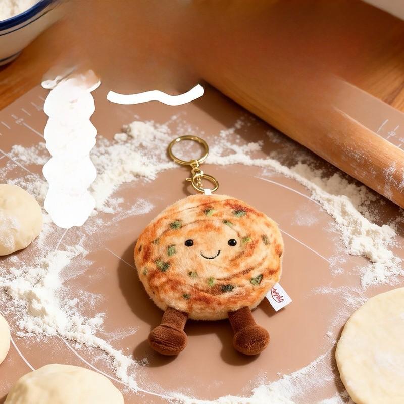 Plüsch Zwiebelpfannkuchen Schlüsselanhänger Essen Plüschtier Für Taschen Dekoration Geschenk Für Alle
