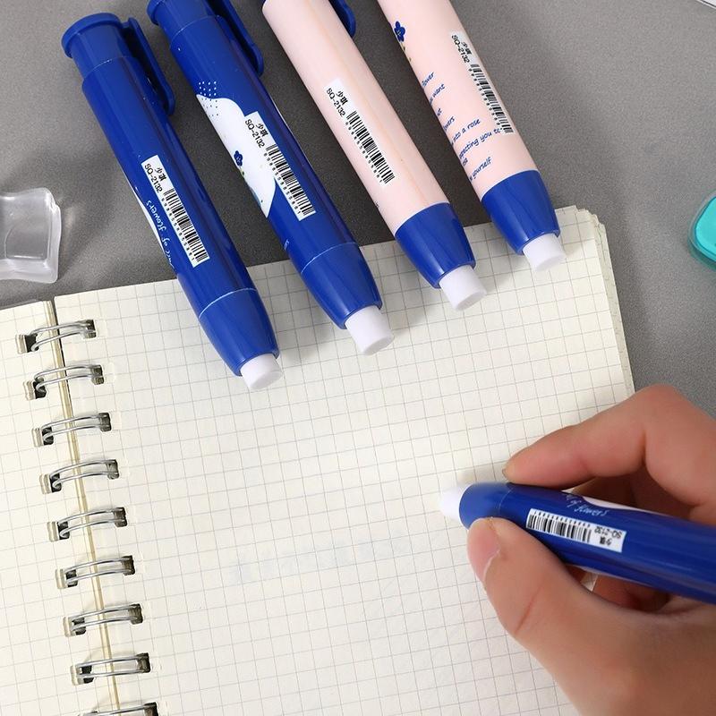 23Pcs Pen Type Automatic Press Eraser Drawing Writing Erasable Stationery Rubber School Exams Supply