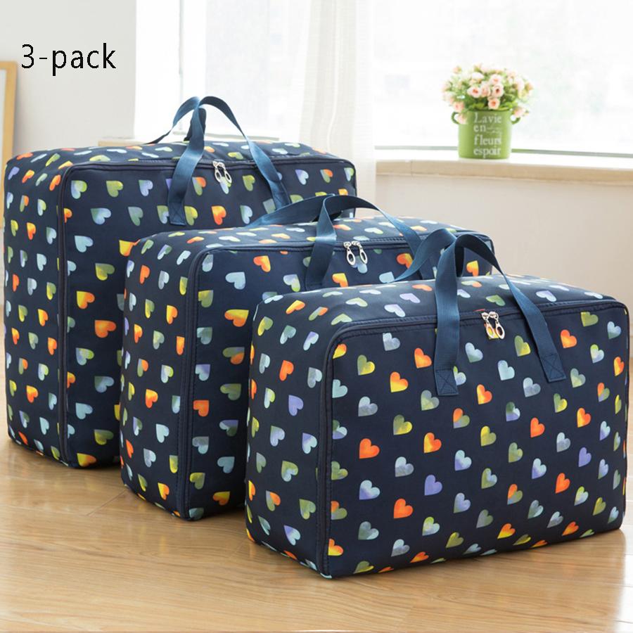 3pcs Large Capacity Quilt Storage Bag Oxford Fabric Waterproof Storage Bag Luggage Moving Bag Clothes Bag