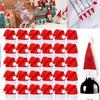 50pcs Christmas Hat for Fork Knife Tableware Decorations Plush Mini Santa Hat Family Party Decor New Year Gifts Xmas Hat Gifts