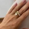 Stainless Steel Cubic Zirconia Heart Adjustable Ring 18K Gold Color PVD Plated Charming Aesthetic Finger Jewelry for Women
