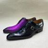 Fashion Luxury Men's Genuine Leather Brogue Oxford Shoes Lace-Up Black/Purple Dress Shoes for Wedding Party Business Formal Occasions