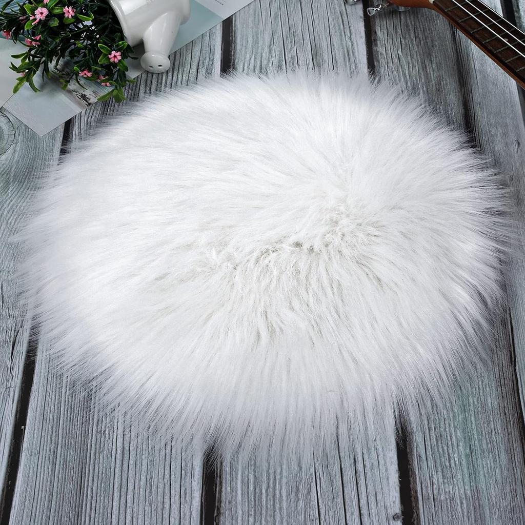 Faux Fur Chair Pad Faux Fur Rugs 12 inch Square Cover Seat Fuzzy Cushion Carpet Mat Soft Fluffy Area Rug Couch for Living Bedroom Sofa, Photographing