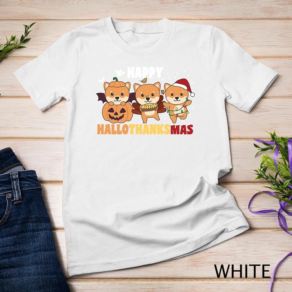 Shiba Inu Christmas Halloween Happy Hallothanksmas Tee Unisex T-shirt 9 S