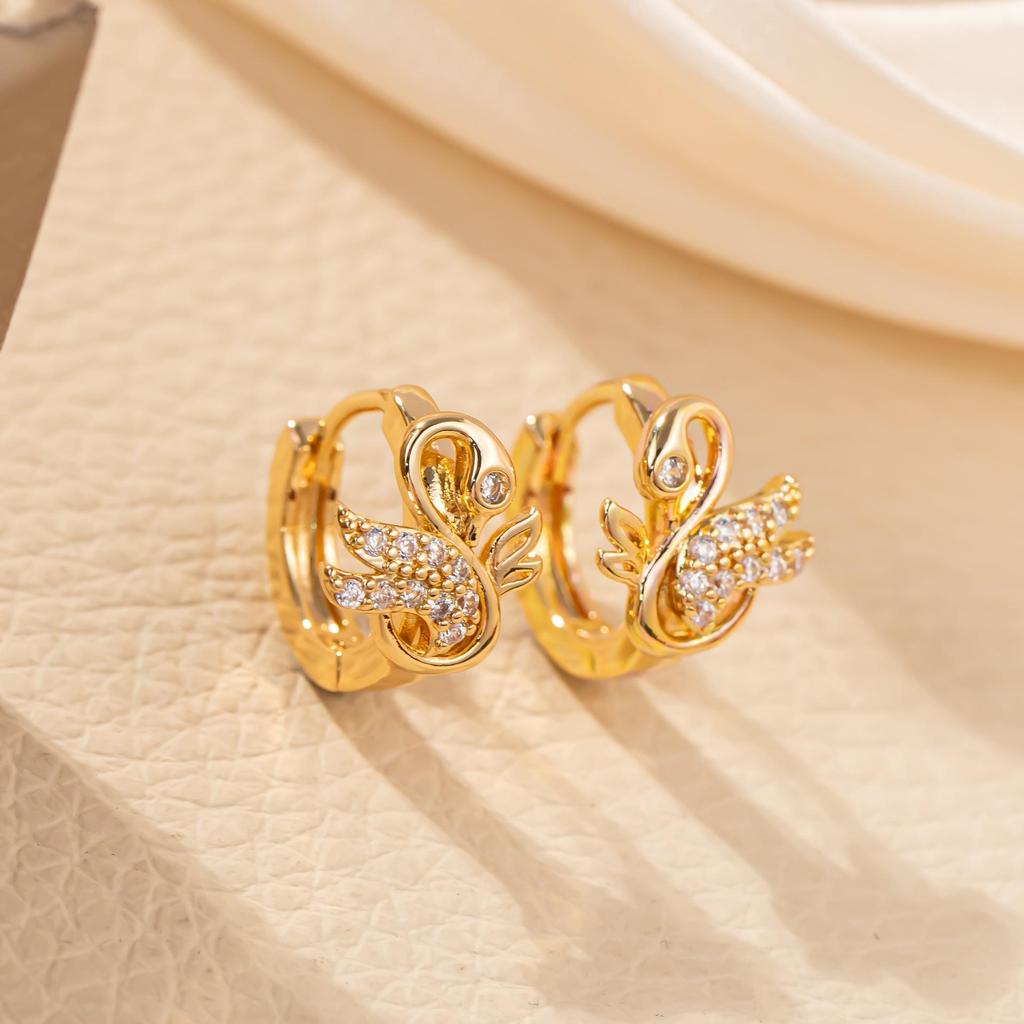 Elegant Little Swan Zircon Stud Earrings - Fashionable, Light Luxury, Fade-Resistant