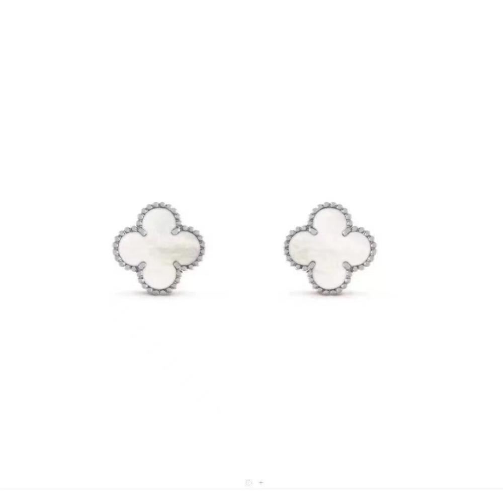 9mm Four-leaf Clover Mini Earrings Red Black Agate White Shell New Arrival Ladies Earrings