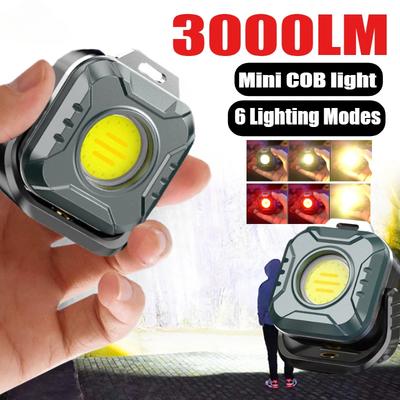 Lampade tascabili COB Portachiavi Torcia Ricaricabile USB 6 Modalità Super Luminosa Mini Portatile Luce da Lavoro con Magnete Campeggio All'aperto