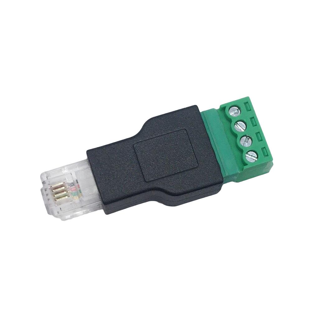 

RJ11 Male to 4 Pin Connector Splitter Shield Terminal Plug Screw Terminal Adaptor Ethernet Video/Audio Connector 1 чорний