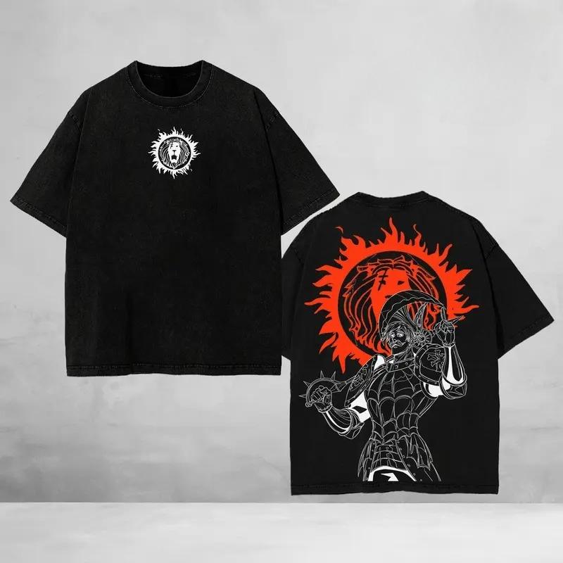 

Есканор Сім смертних гріхів Одяг Чоловічі футболки з коротким рукавом Манга Винтажні прані футболки Повсякденні бавовняні футболки Харадзюку Футболки XL чорний