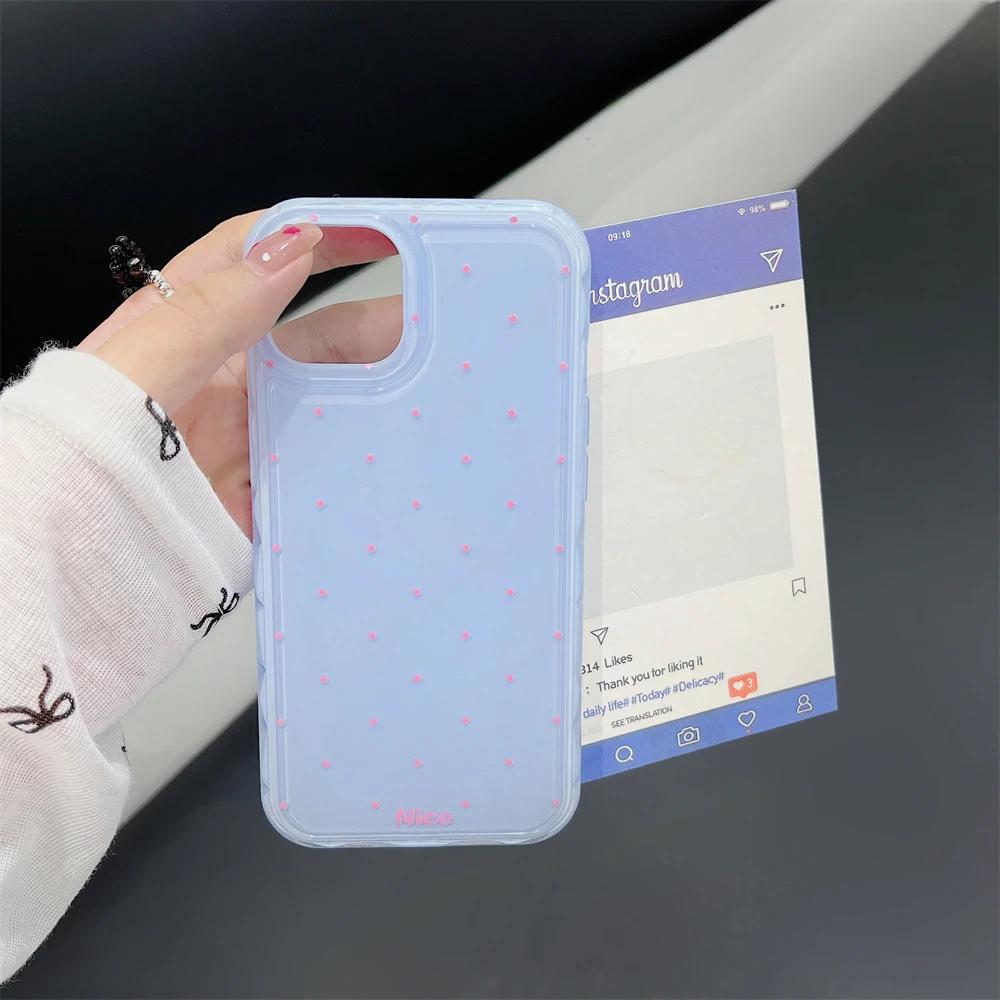 Korean Cute Polka Dot Macron Color Phone Case For iPhone 17 Air 16 15 14 13 12 Pro Max Trendy Aesthetic Anti Knock Soft Cover