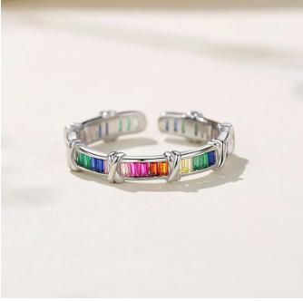 Xiaomi 925 Sterling Silver Rings For Women Geometric Fine Jewelry Finger Adjustable Simple Black Hear Open Ring For Party Birthday Gift