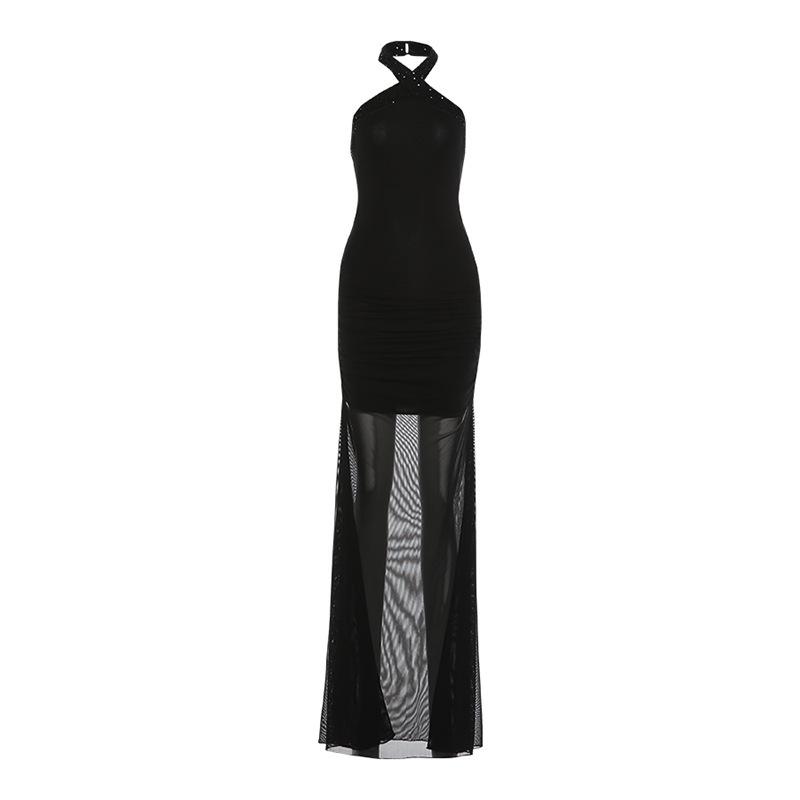 2026 European and American New Temperament Elegant Pure Desire Wind Irregular Sequins Ice Silk Slightly Transparent Design Dress Women