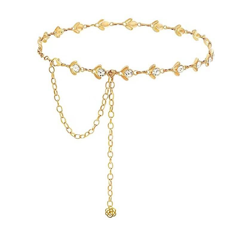 Metal Crystal Waist Chain For Women With Water Diamond Embellishments For Summer Fashion Accessory
