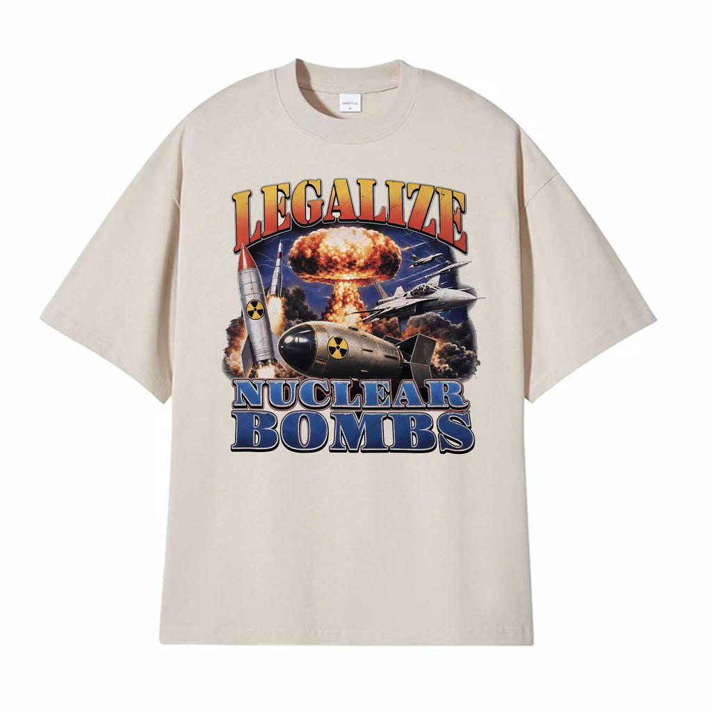 Bombs Funny Vintage Graphic T-shirts Men's Clothing Fashion T-shirt Oversized Cotton Short Sleeve T Shirts