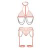 "Elegant Lace Lingerie Set: Comfortable, Soft and Sexy Three-Piece Women's Ensemble"