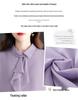 Spring 2025 French Chiffon Ribbon Shirt - Age-Reducing Long Sleeve Top for Women