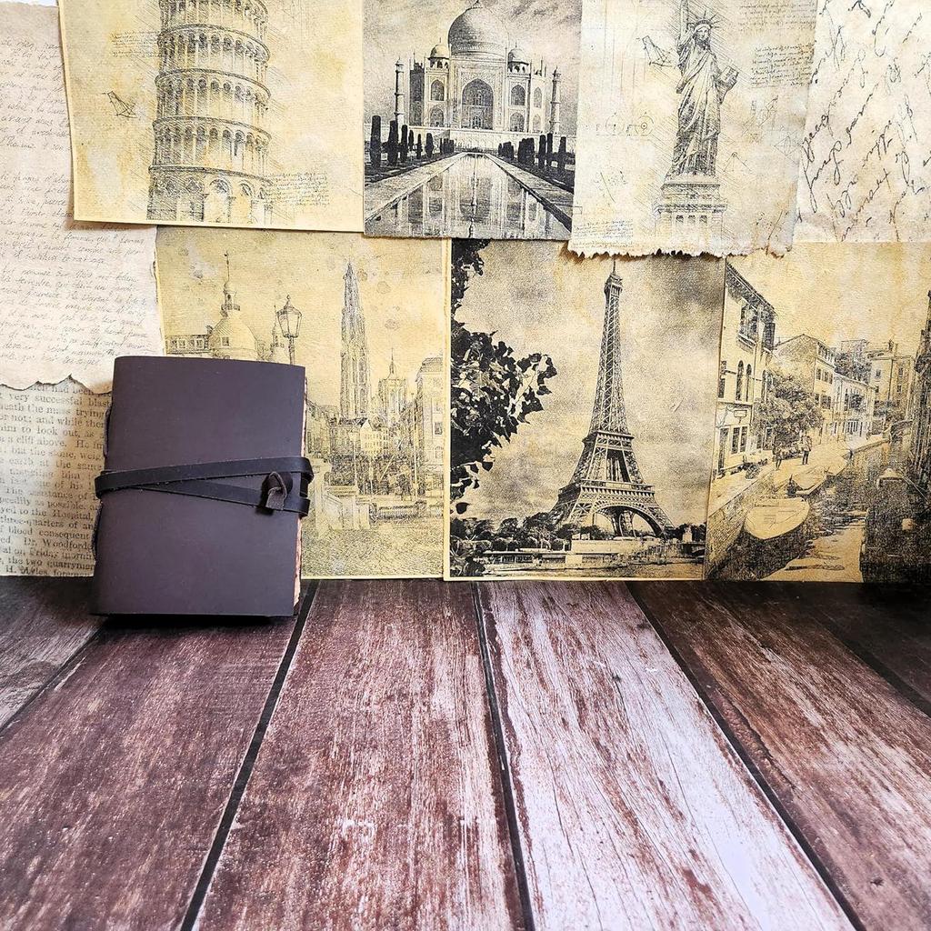 Echtleder-Skizzenbuch Journal Dairy mit 200 Büttenrandpapieren und Spitze