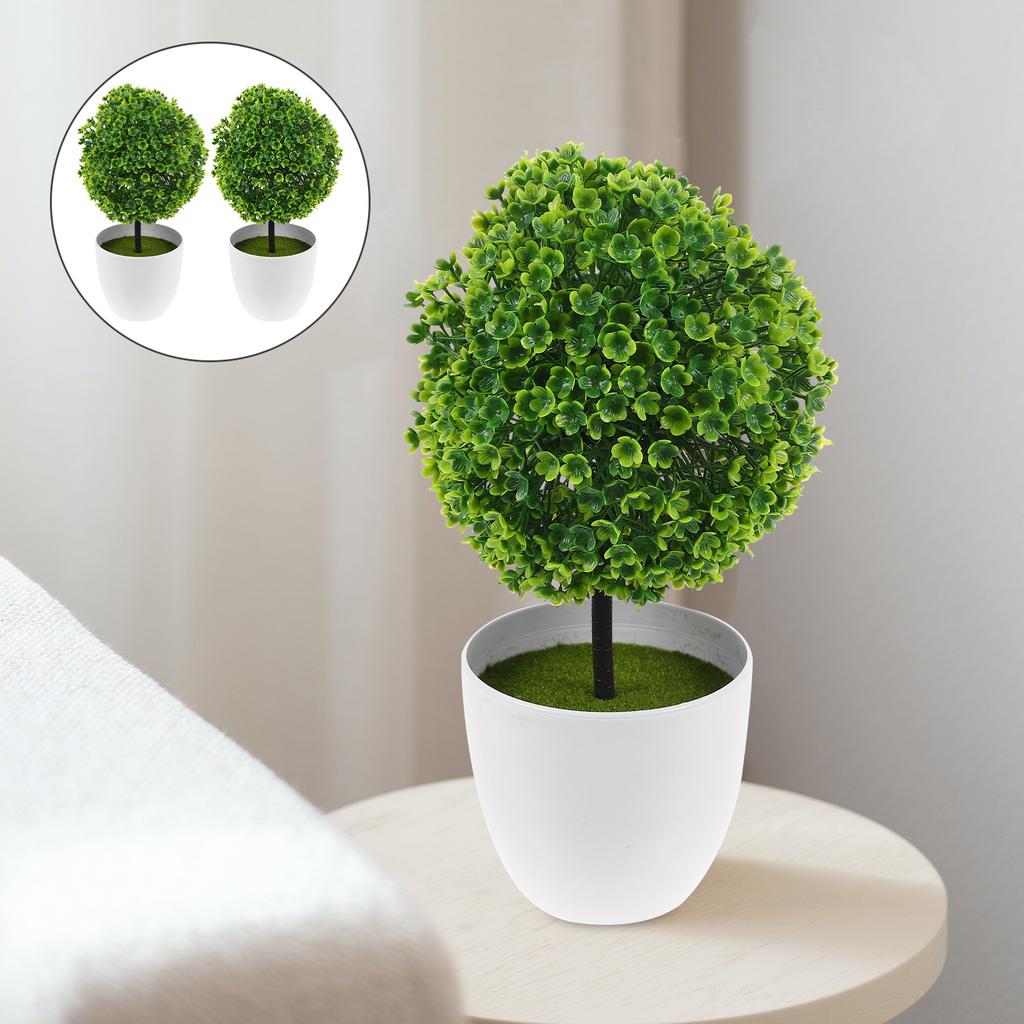 2 Pcs Potted Bushes Home Decor Artificial Plants Indoor Small for Decoration Bookshelf
