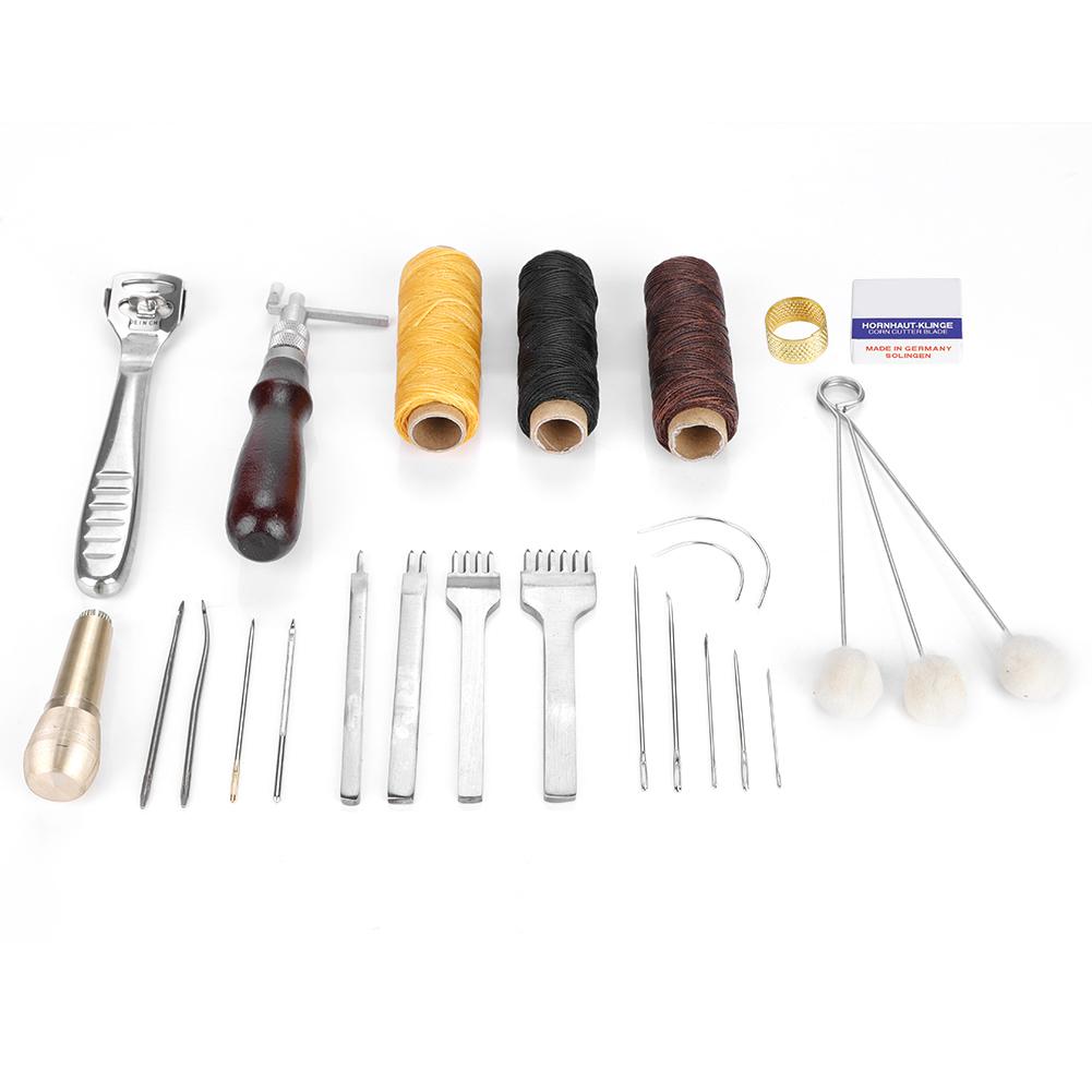 21Pcs Leather Crochet Hook Needles Sewing Craft Tool Set