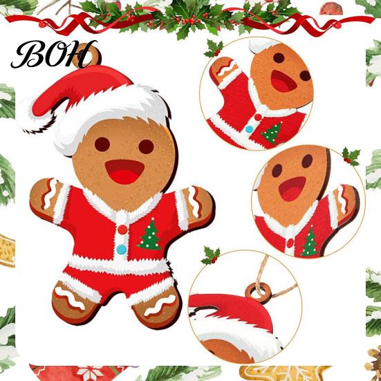 Winter Wonderland Decor Gingerbread Man Hanging Ornaments, Wooden Figure Pendants, Xmas Tree Rustic Christmas Decorations for Tree, Party Favors