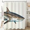 Shark Print Shower Curtain Waterproof Bathroom Decoration Waterproof Fabric Black White Blue Shark Design Size Customizable