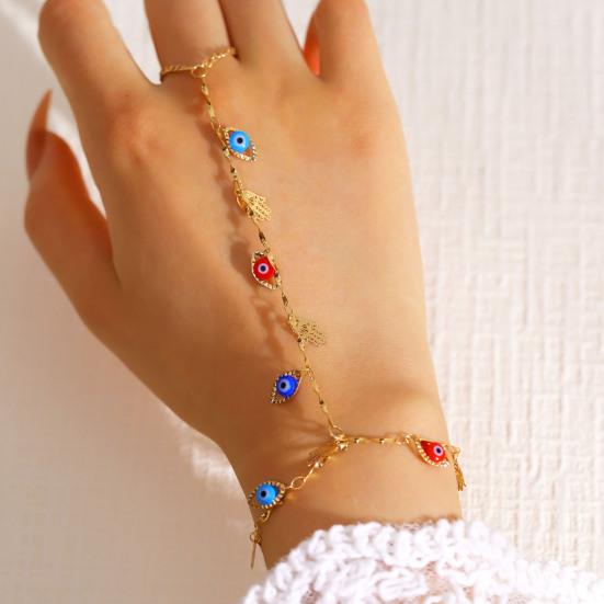 Bracelet High Saturation Dripping Glaze Blue White Eye Shape One-Piece Ring Integrated Design Bracelet Turkish Eye Symbol Bracelet