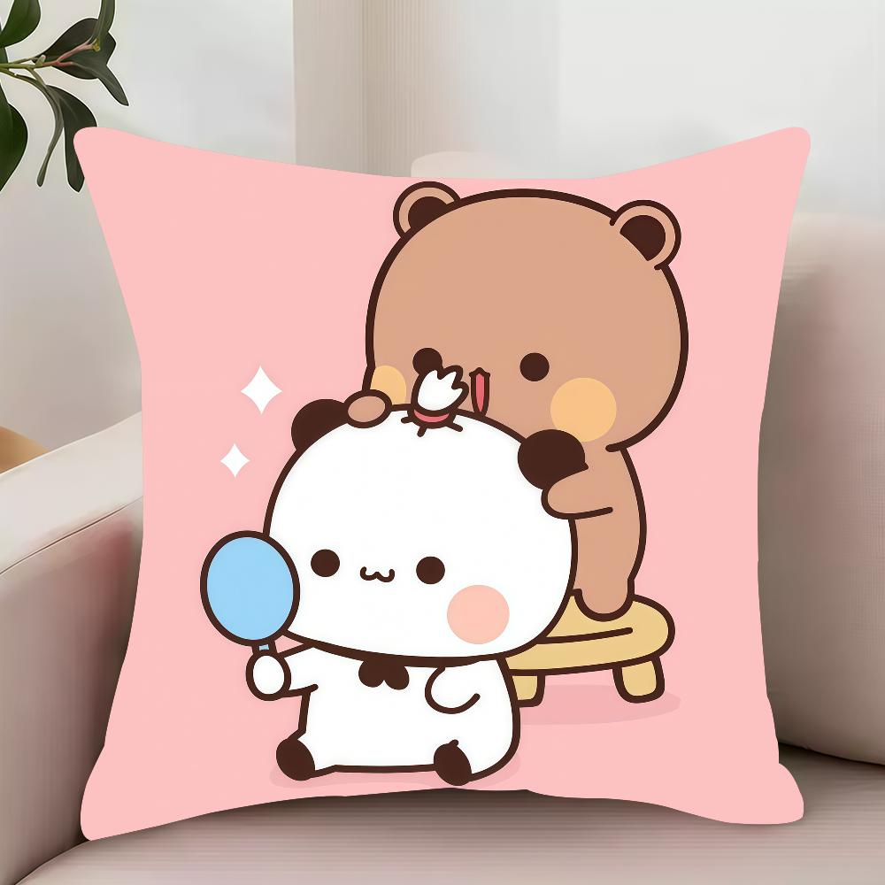 

Panda Cute BuBu DuDu Pillow Case Decor Protective Covers Comfortable Soft For Sofa Living Room Home Office 12x12Inch