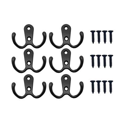 6pcs Coat Hooks Wall-Mounted Towel Hanger For Coat Hats Clothing Home Storage Hooks Wall Double Hook Towel Hanger