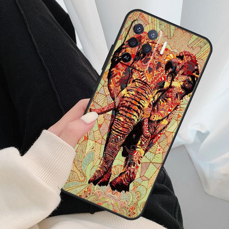 Elephant Floral Tribal Case For Oppo A54 A74 A94 A18 A57 A17 A77 A38 A58 A78 A98 A80 A60 A40 A96 A76 A16 A15 A5 Pro