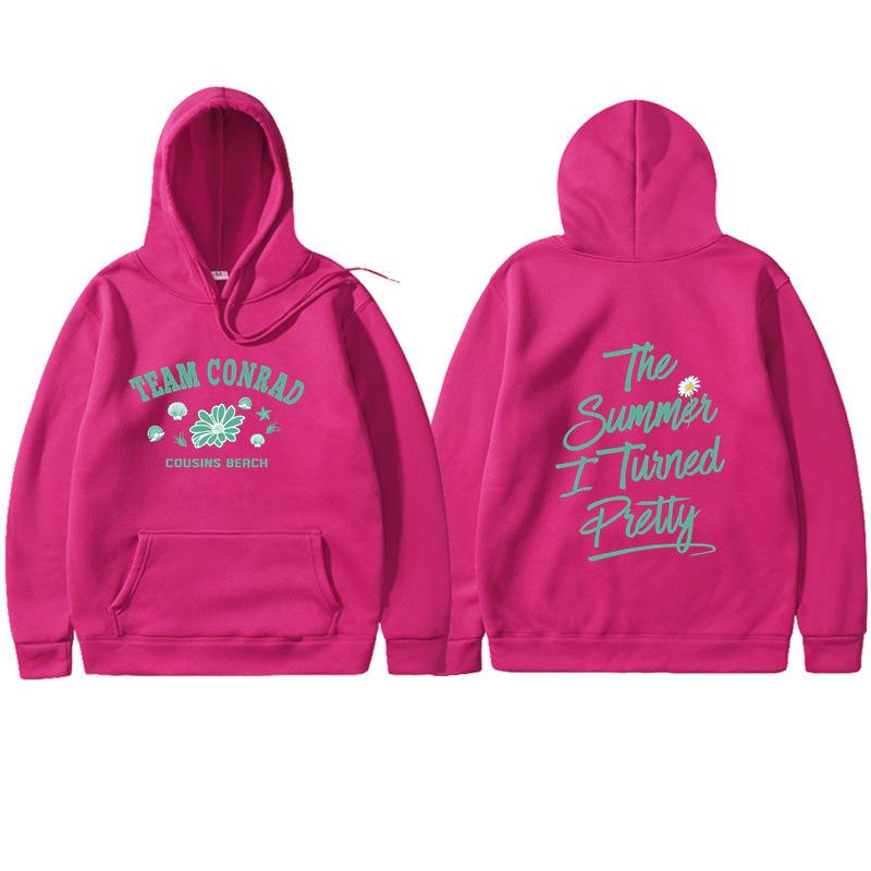 The Summer I Turned Pretty Printed Loose Hooded Sweater Hoodie Jacket 5XL розы красного 2390₽