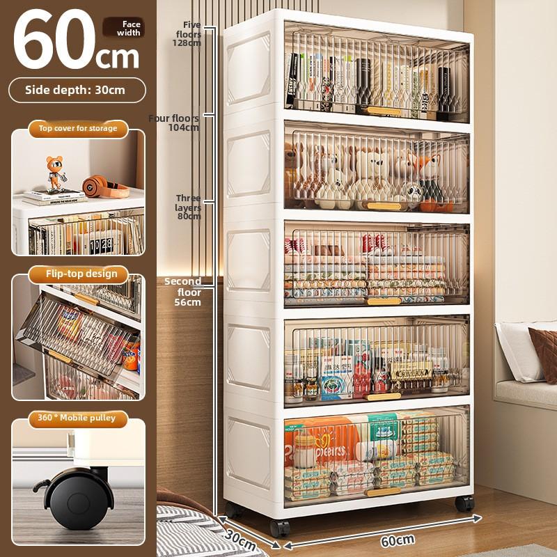 Household Folding Storage Cabinet Flip Large Capacity Bedroom Clothes Locker Multi-layer Installation-free