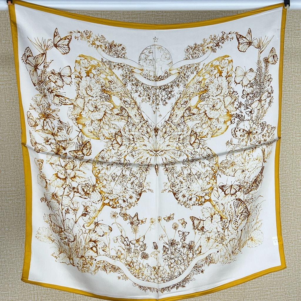 

Ранневесенний шарф из тутового шелка Британский желтый бабочка Универсальный Иностранный шелк с принтом Темперамент Китайский квадратный шарф Женщина 68X68